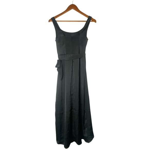 ARITZIA Wilfred Saturn Satin Midi Dress Elegant Comfortable in Black Size 2 - Picture 2 of 6